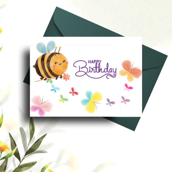 Birthday Greeting Card – Cute Bumblebees Printable