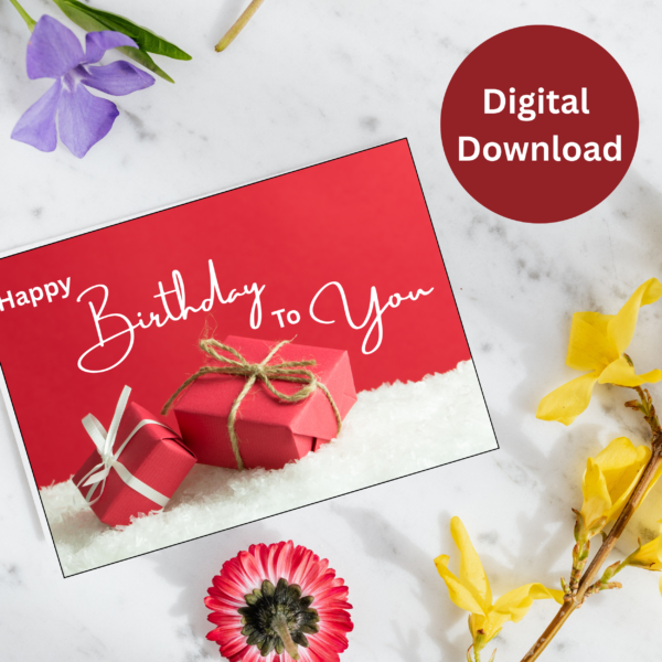 Vibrant Typographic Happy Birthday Card – Printable Instant Download