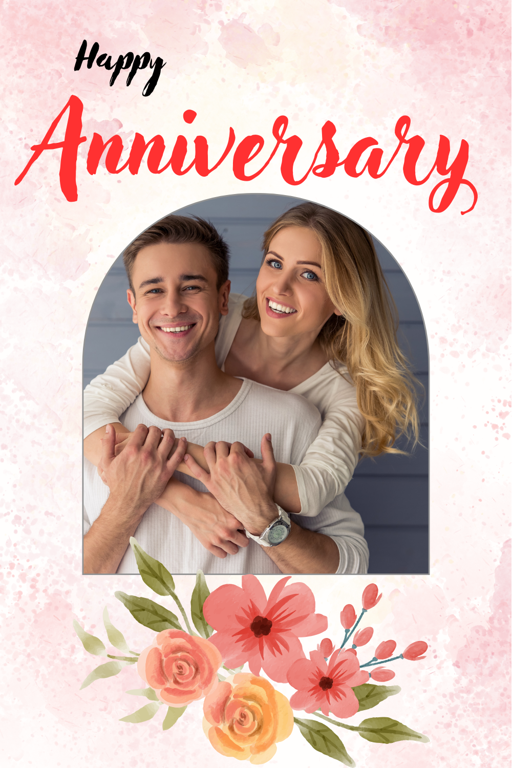 Online Anniversary Card Maker with Photo Template