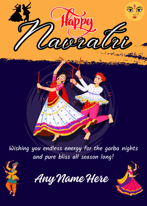 Navratri Garba Wishes Image with Name – Free Online Maker 2026